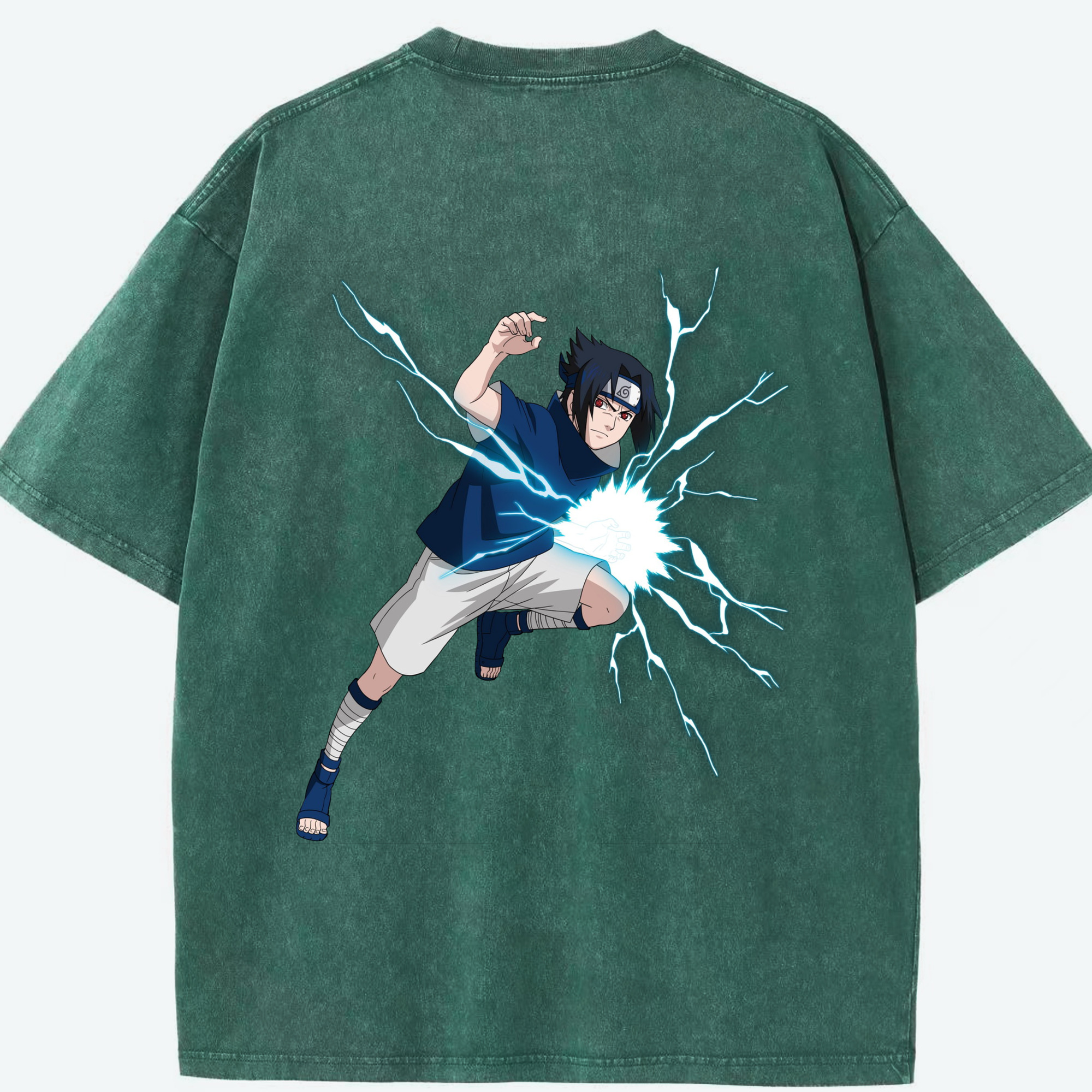 （画像用） NARUTO -ナルト- うちは サスケ Uchiha Sasuke 綿100% ヴィンテージ風 半袖Tシャツ（背面プリント）